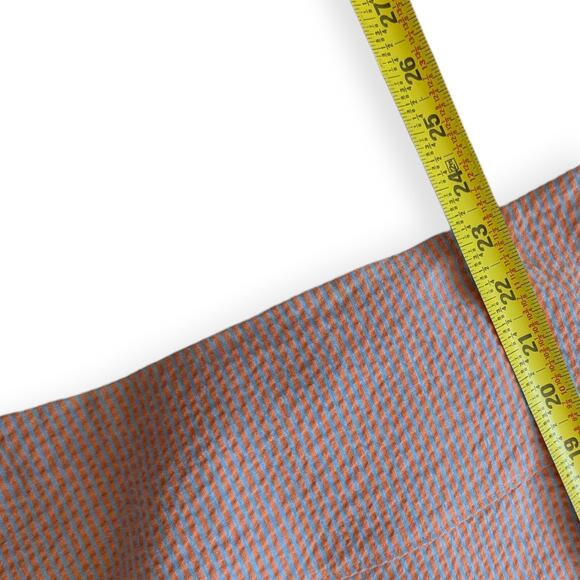 90s Y2k Gathered Seersucker Skirt Sz 8 Peach Blue Pink Stripe EUC - Picture 4 of 8